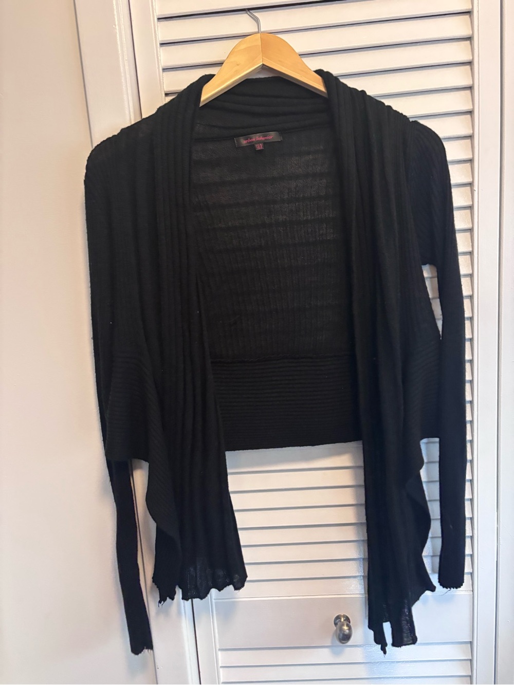 Urban Behavior Black Open Drape Ribbed Cardigan